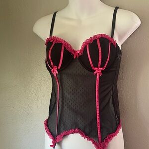 Elegant Black and Pink Lace Bustier sexy little things y2k vs